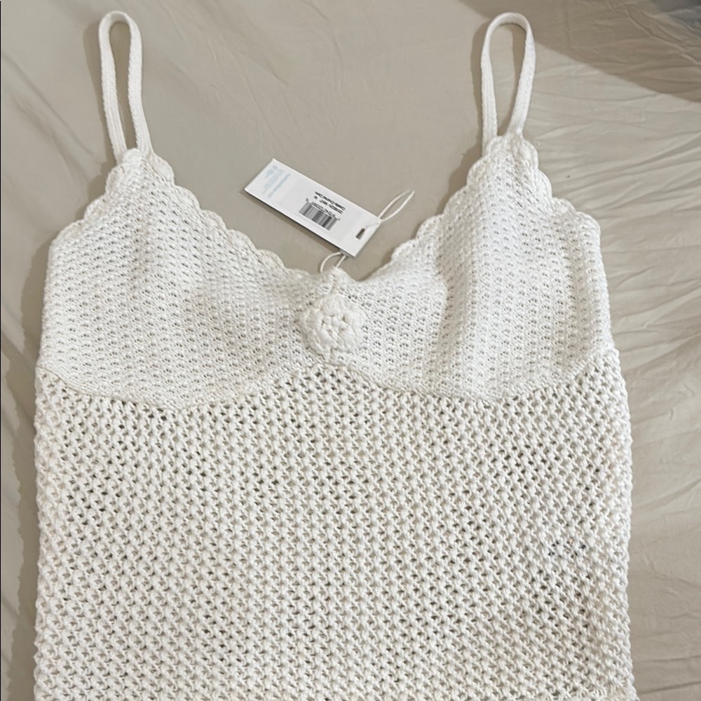 Frankie’s Bikinis White Colette Crochet Cami Top NWT